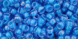 Toho 8/0 Round Japanese Seed Bead, TR8-309, Inside Color Light Sapphire/Opaque Blue Lined - Barrel of Beads