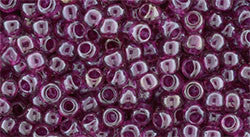 Toho 8/0 Round Japanese Seed Bead, TR8-356, Inside Color Light Amethyst/Fuscia Lined - Barrel of Beads