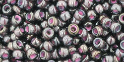 Toho 8/0 Round Japanese Seed Bead, TR8-367, Inside Color Luster Black Diamond/Pink Lined - Barrel of Beads