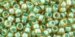 Toho 8/0 Round Japanese Seed Bead, TR8-380, Inside Color Topaz/Mint Julep Lined - Barrel of Beads