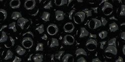 Toho 8/0 Round Japanese Seed Bead, TR8-49, Opaque Jet - Barrel of Beads