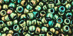 Toho 8/0 Round Japanese Seed Bead, TR8-507, High Metallic Teal Green Iris - Barrel of Beads