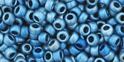 Toho 8/0 Round Japanese Seed Bead, TR8-511F, High Metallic Frost Mediterranean Blue - Barrel of Beads