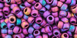 Toho 8/0 Round Japanese Seed Bead, TR8-515F, High Metallic Frost Mardi Gras - Barrel of Beads