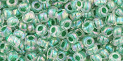Toho 8/0 Round Japanese Seed Bead, TR8-699, Inside Color AB Crystal/Shamrock Lined - Barrel of Beads