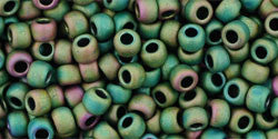 Toho 8/0 Round Japanese Seed Bead, TR8-707, Matte Color Iris Peridot - Barrel of Beads