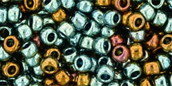 Toho Size 8 Round, Galvanized Blue Gold, 17 grams