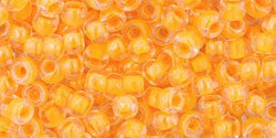 Toho 8/0 Round Japanese Seed Bead, TR8-801, Luminous Neon Tangerine - Barrel of Beads
