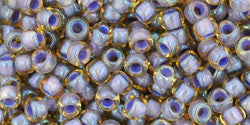 Toho 8/0 Round Japanese Seed Bead, TR8-926, Inside Color Light Topaz/Opaque Lavender Lined - Barrel of Beads