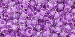 Toho 8/0 Round Japanese Seed Bead, TR8-935, Inside Color Crystal/Purple Lined - Barrel of Beads