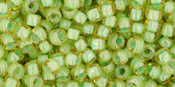 Toho 8/0 Round Japanese Seed Bead, TR8-945, Inside Color Jonquil/Mint Julep Lined - Barrel of Beads