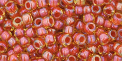 Toho 8/0 Round Japanese Seed Bead, TR8-951, Inside Color Jonquil/Brick Red Lined - Barrel of Beads