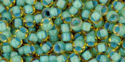 Toho 8/0 Round Japanese Seed Bead, TR8-952, Inside Color AB Light Topaz/Sea Foam Lined, 17 grams