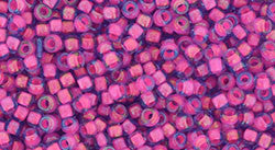 Toho 8/0 Round Japanese Seed Bead, TR8-980, Luminous Light Sapphire/Neon Pink Lined - Barrel of Beads