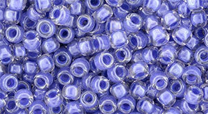 Toho 8/0 Round Japanese Seed Bead, TR8-988, Inside Color Crystal/Purple Lined - Barrel of Beads