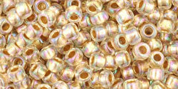 Toho 8/0 Round Japanese Seed Bead, TR8-994, Gilt Lined AB Crystal - Barrel of Beads