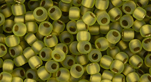 Toho Size 8 Round, Matte G/L AB Peridot, 17 grams