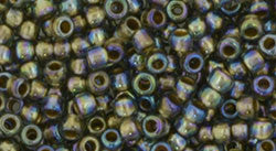 Toho 8/0 Round Japanese Seed Bead, TR8-999, Gilt Lined AB Black Diamond - Barrel of Beads