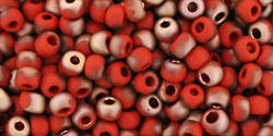 Toho Size 8 Round, Frosted Pepper Red Apollo, 17 grams